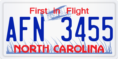 NC license plate AFN3455