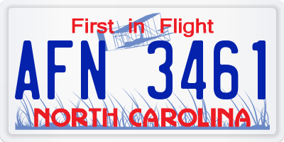 NC license plate AFN3461