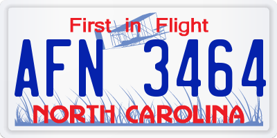 NC license plate AFN3464