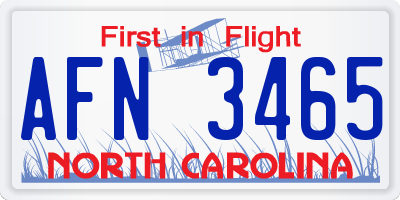NC license plate AFN3465