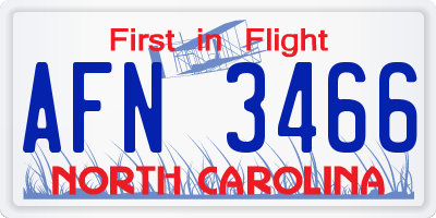 NC license plate AFN3466