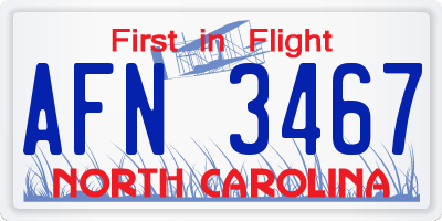 NC license plate AFN3467