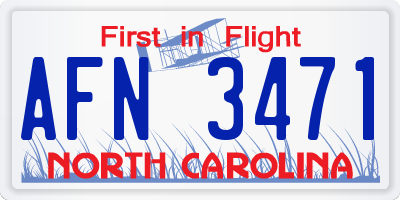 NC license plate AFN3471