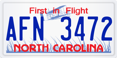 NC license plate AFN3472