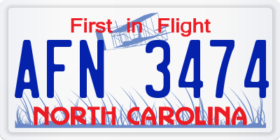 NC license plate AFN3474