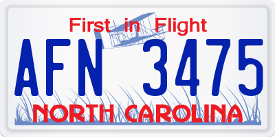 NC license plate AFN3475