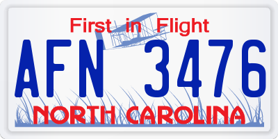 NC license plate AFN3476