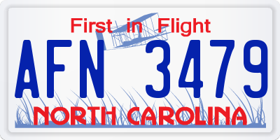 NC license plate AFN3479
