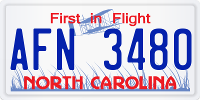 NC license plate AFN3480