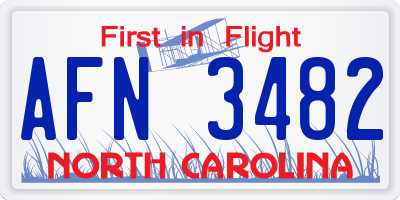NC license plate AFN3482