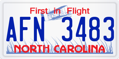 NC license plate AFN3483