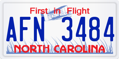 NC license plate AFN3484