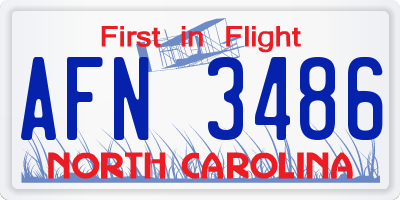 NC license plate AFN3486