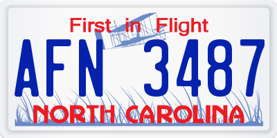 NC license plate AFN3487