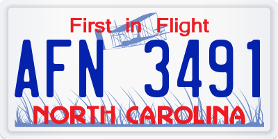 NC license plate AFN3491