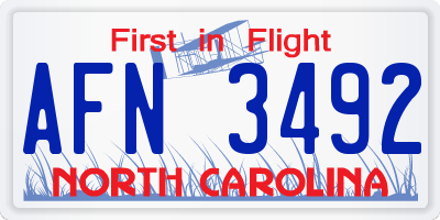NC license plate AFN3492