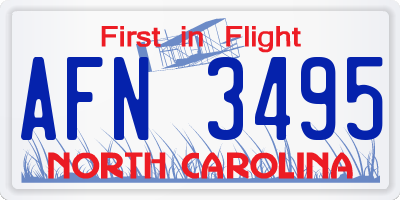 NC license plate AFN3495