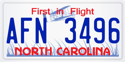 NC license plate AFN3496