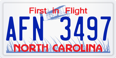NC license plate AFN3497