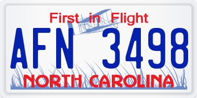 NC license plate AFN3498