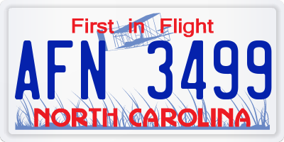 NC license plate AFN3499