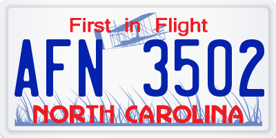 NC license plate AFN3502