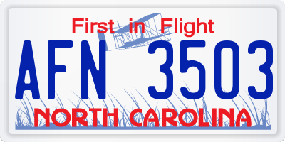 NC license plate AFN3503