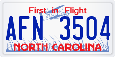 NC license plate AFN3504