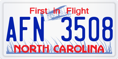 NC license plate AFN3508