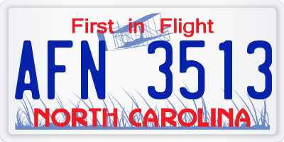 NC license plate AFN3513