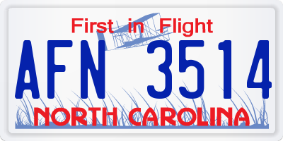 NC license plate AFN3514