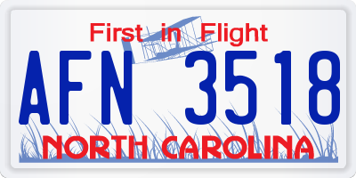 NC license plate AFN3518