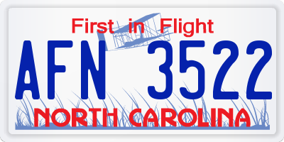 NC license plate AFN3522