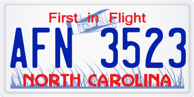NC license plate AFN3523