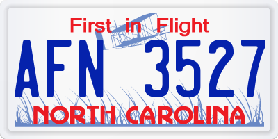 NC license plate AFN3527