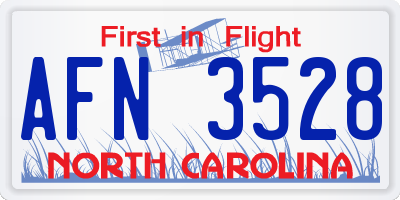 NC license plate AFN3528