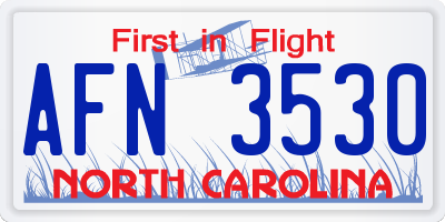NC license plate AFN3530