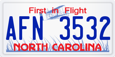 NC license plate AFN3532