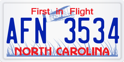 NC license plate AFN3534