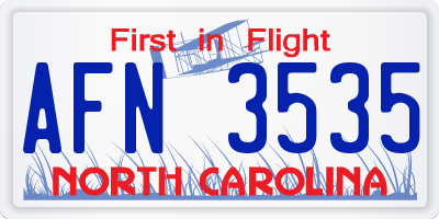 NC license plate AFN3535