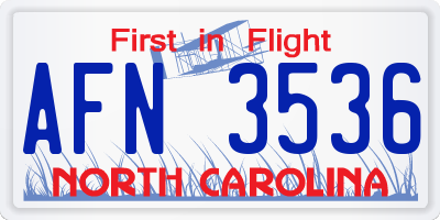 NC license plate AFN3536