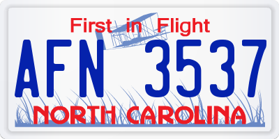 NC license plate AFN3537