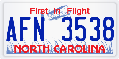 NC license plate AFN3538