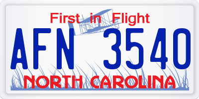 NC license plate AFN3540