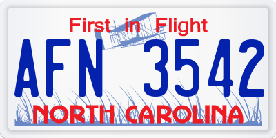 NC license plate AFN3542