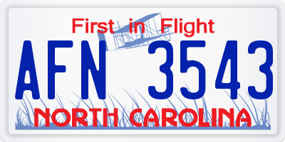 NC license plate AFN3543