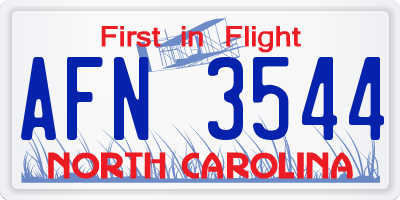 NC license plate AFN3544