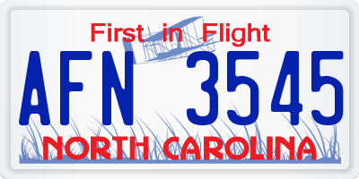 NC license plate AFN3545