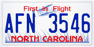 NC license plate AFN3546