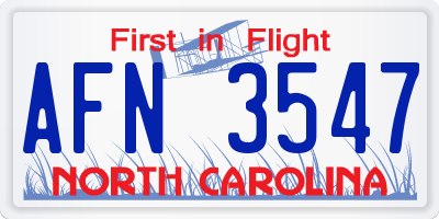 NC license plate AFN3547